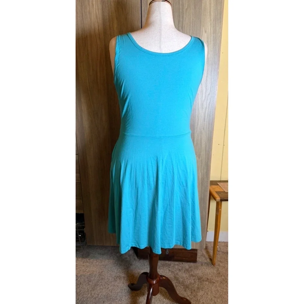 420. 2 Piece Set Dress and Kimono Teal Floral Bird Print XL Sleeveless V-Neck